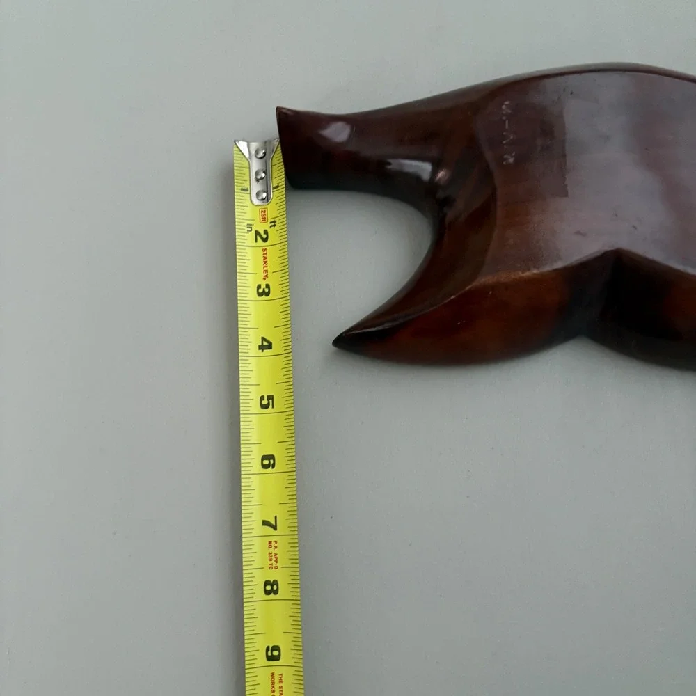 Hand Carved Wood Leaf Shaped Serving‎ Dish Mid Century Modern Appetizer Tray
